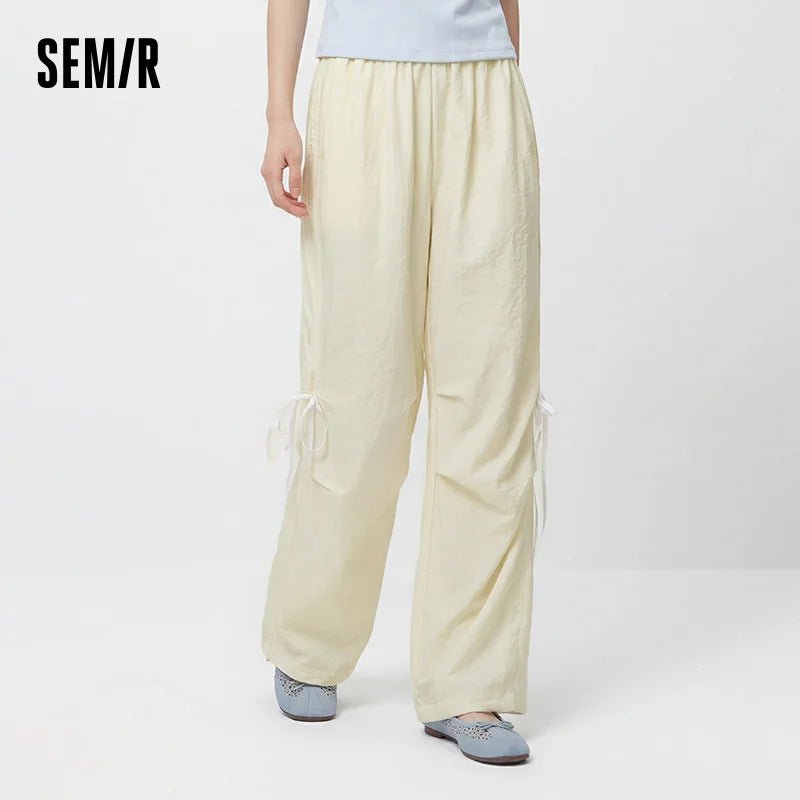 Semir Women Pants Textured 2026 Soft Touch Wide Leg Soft Drape Parachute Urban Casual Everyday Style Soft Comfortable Daily