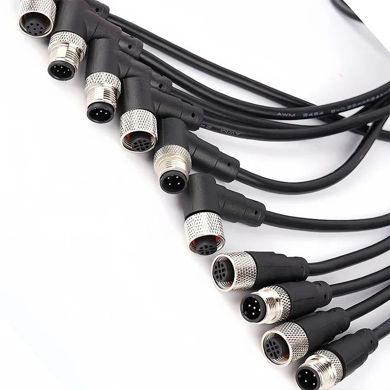 2Meters M12 sensor connector waterproof cable plug Male&Female 4 5 8 12Pin PVC Integrated injection molding M12 connectors