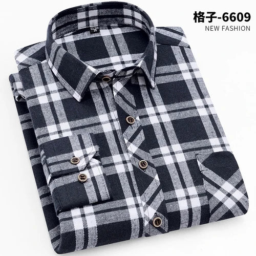 2026 New Men's Long Sleeved Shirts, Autumn Classic Plaid Shirt, with Single Breasted Lapels Camisas 17 Color Grid To Choose From