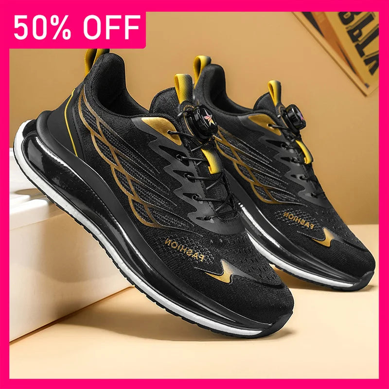 Men Sports Shoes New Rotating Buckle Trendy Mesh Breathable Lightweight Casual Shoes Spring Outdoor Jogging Shoes for Men