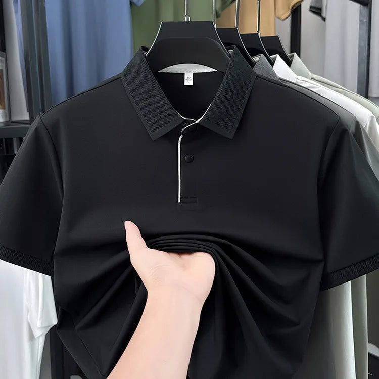 Men's Cooling Polo Shirt – High Stretch Polyamide Spandex, Quick-Dry Breathable, Short Sleeve for Summer Sports & Casual Wear