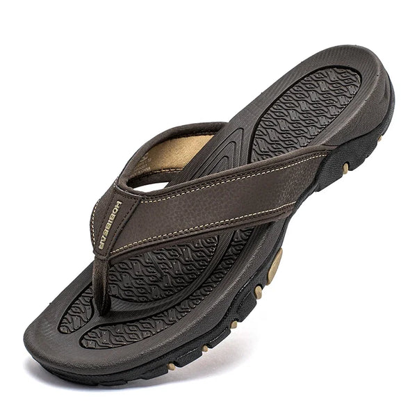 Summer Hot Sale Mens Flip Flops Plus Big Size 49 50 51 52 Leather Slippers Sandals Flip-Flop Beach Shoes Outdoor Hard Outsoles
