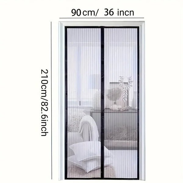 Easy-Install Magnetic Mesh Curtain for Summer, Heavy-Duty Striped,for Various Room And Door Types,Insect-Proof for All Seasons
