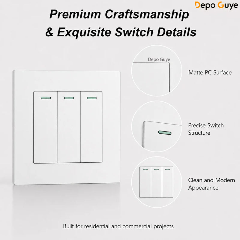 UK 13A Wall Socket with USB Type C 18W Quick Charge Power Outlet,Universal Electrical  Wall Light Switch Dual 3-pin Socket 220V