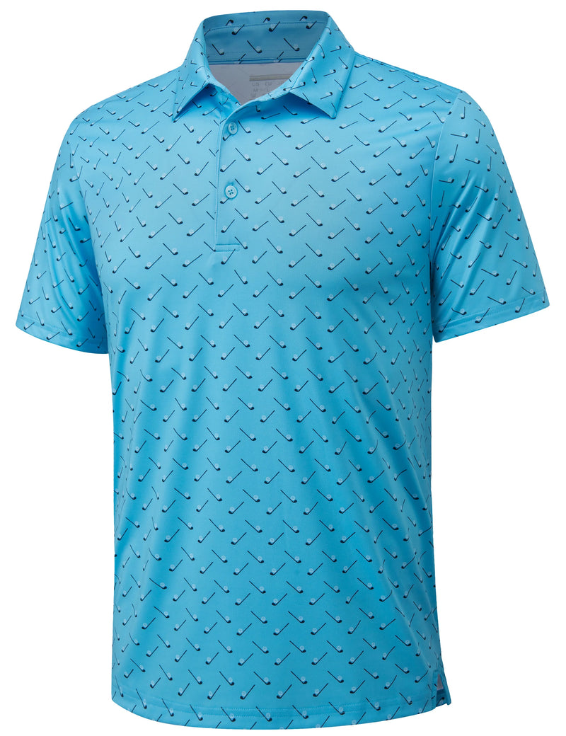 TACVASEN Mens Polo Shirts Casual Short Sleeve Print Patterns Collared Shirt Performance Moisture Wicking Golf Polos Work Polos