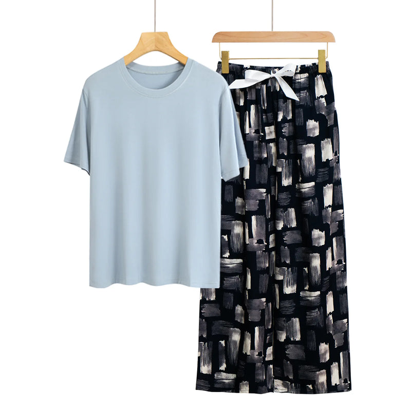 Pyjamas Femmes New Loungewear Women's Pajamas With Pants Set Spring Summer Modal Sleepwear Pijama Suit Loose Home Wear Clothes