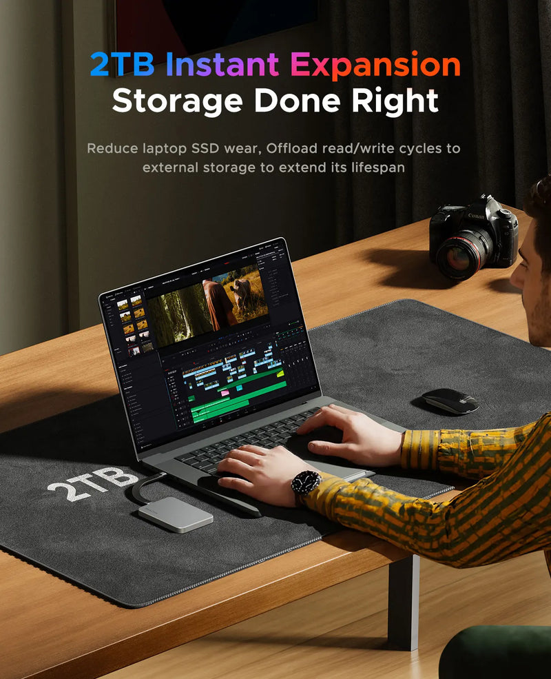 ORICO Magnetic External SSD for Macbook PRO PD100W Charging 4K ProRes HDR, 1000MB/s USB 3.2 External Drive for Tablets Laptops