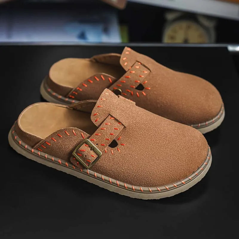 Men's Mules slip on casual shoes new summer breathable light soft-sole anti-slip outdoor fashion versatile walking semi slippers
