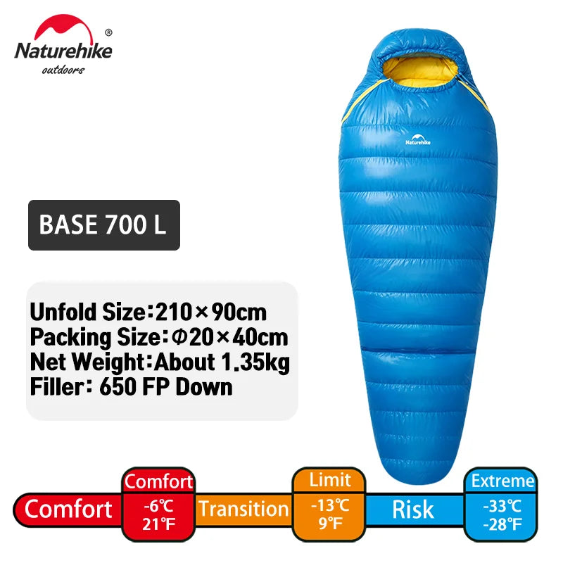 Naturehike Snow Bird Base Sleeping Bag -16℃ Cold-Proof Outdoor Hiking Breathable Mummy Camping Gear Windproof Fully Covered Tour