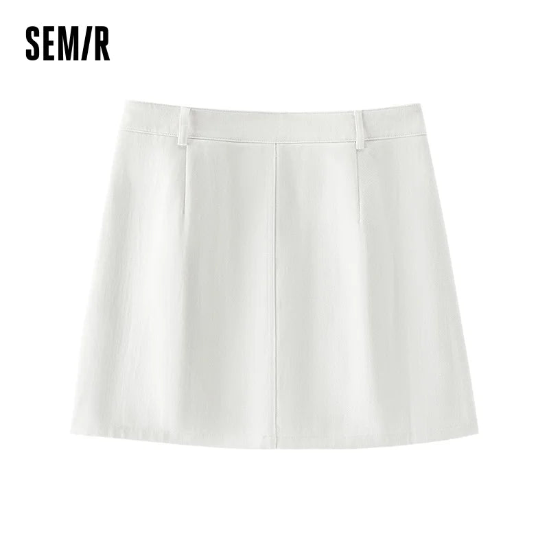 Semir Women Skirt High Waist Belt Mini Slim Fit Leg Lengthening Cool Vintage Versatile A Line 2026 Summer Top