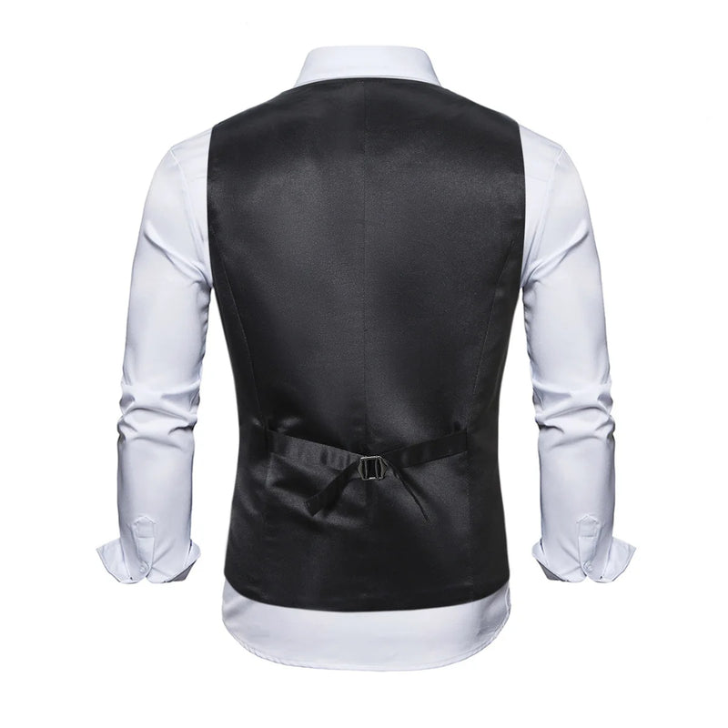2026 Men's Green Sleeveless Vest Jacket, Single Breasted V-Neck Waistcoat, Red Blue Silver Purple Optional, Europe Size Vests
