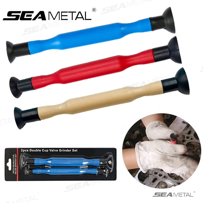 SEAMETAL 2pcs Manual Valve Lapping Grinding Sticks Grips Cylinder Engine Valve Grinding Tools + Suction Cup for Car Motorcycles