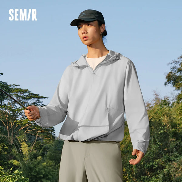 អាវក្រៅបុរស Semir UV 2026 ពណ៌សុទ្ធ មានមួក ស្ទីលគូស្នេហ៍ មានអារម្មណ៍ត្រជាក់ ដៃអាវ Raglan ធម្មតា