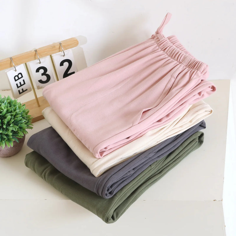 ខោគេងសម្រាប់ស្លៀកគេង ខោ pajama កូរ៉េ 100% កប្បាស ខោសម្រាប់ស្ត្រី រដូវផ្ការីក រដូវស្លឹកឈើជ្រុះ ខោ pajama ខោសម្រាប់ស្ត្រី
