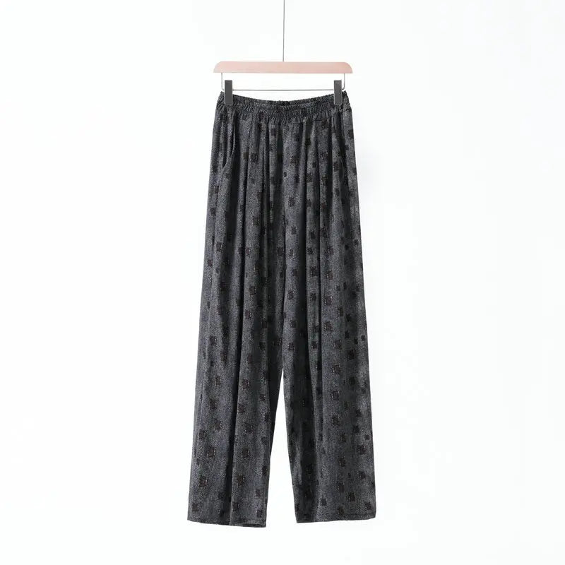 New Women's Sleeping Pants Viscose Floral Printed Thin Spring Summer Home Pants Loungewear Homewear Loose Trousers Sleepwear