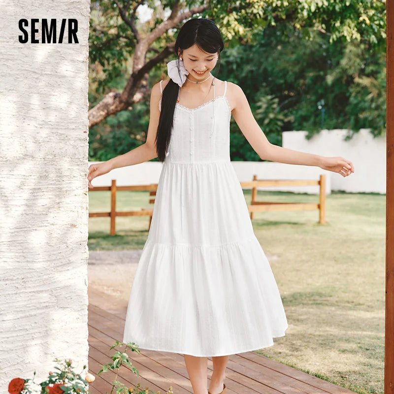 Semir Women Dress Jacquard Textured Drape Halter Neck Sexy Gentle Temperament 2026 Summer Romantic Casual Fashion Top