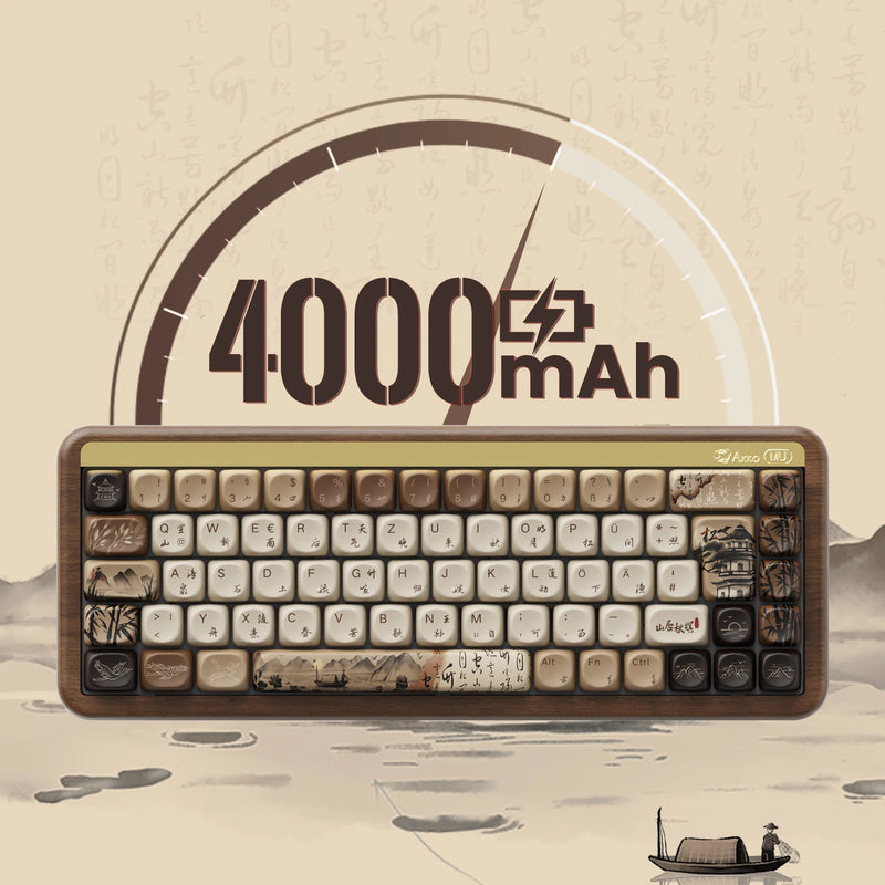 Akko MU01 Mountain Seclusion Wooden Mechanical Keyboard ISO-UK/DE Layout RGB Hot Swap BT/2.4G Wireless & Wired Gaming Keyboard