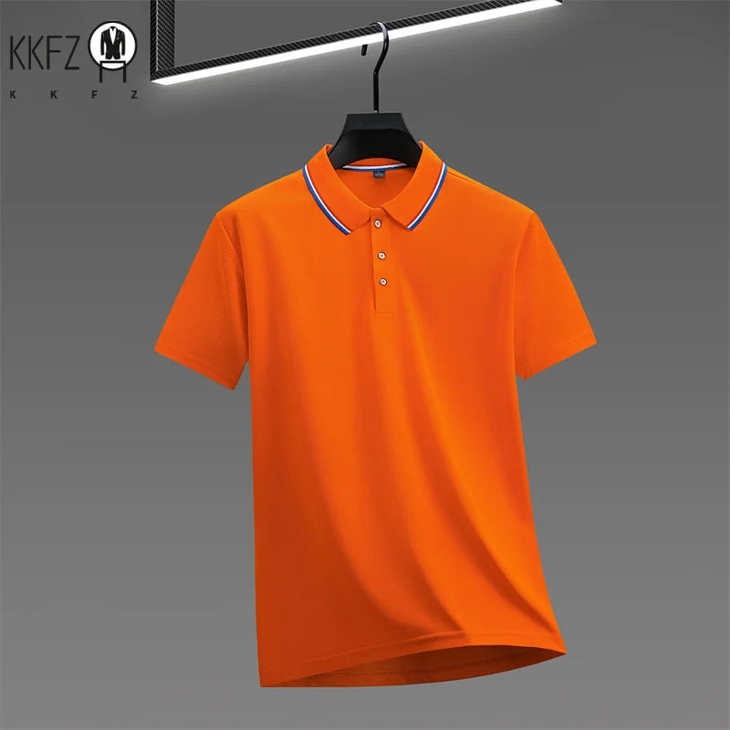 Men's Casual Solid Color Short Sleeve Polo Shirt Summer 2026 Fashionable Comfortable Versatile Top for Men