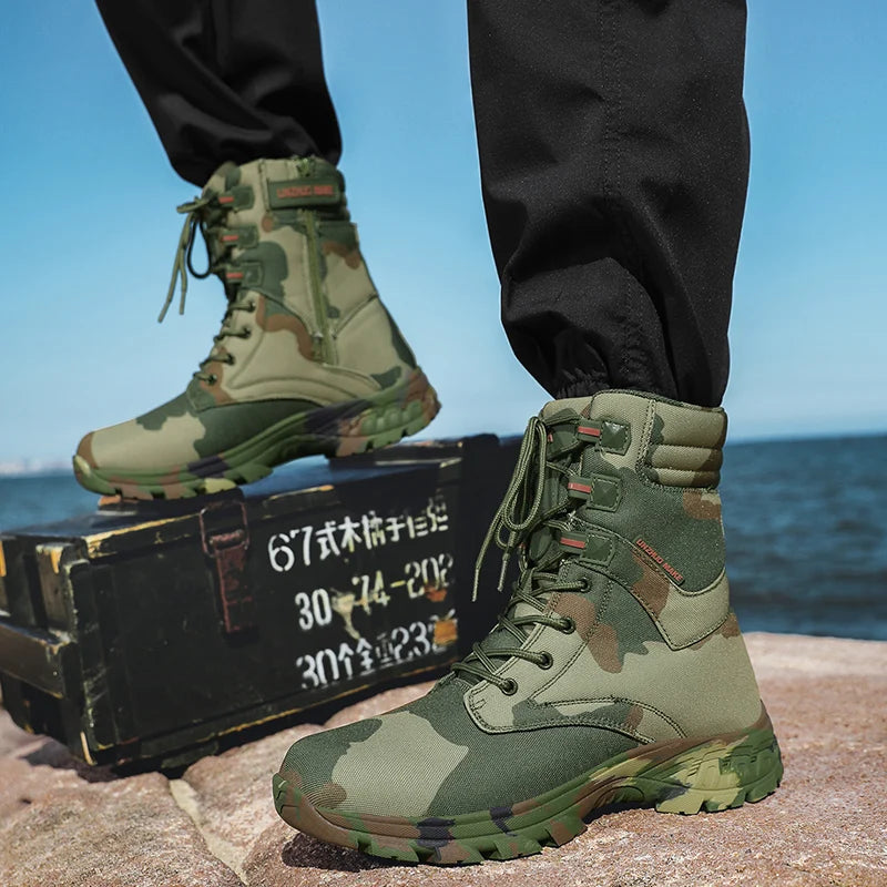 Men's high-top jungle battlefield training boots four seasons new breathable non-slip light outdoor hiking tactical combat boots