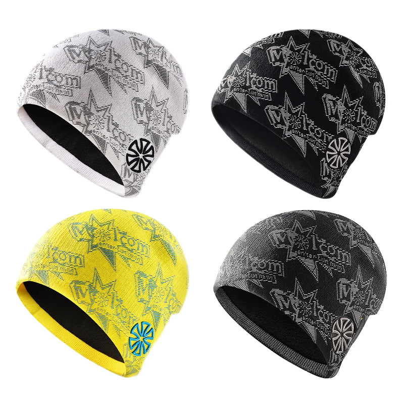 WRELS Cycling Cap Thermal Fleece Lined Ski Hat Windproof Warm Running Motorcycle Outdoor Sports Anti-Cold Skull Beanie Hat