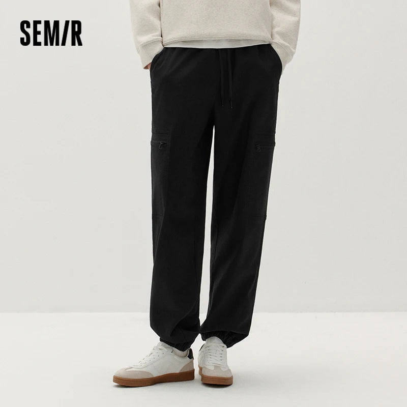 Semir Men Casual Pants Loose Fit Tapered Leg Drawstring Minimal Design Versatile Workwear 2026 New Winter Daily Wear