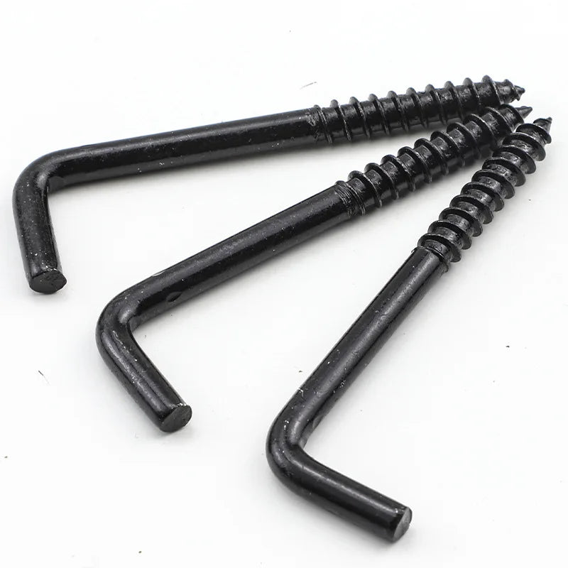 10/20pcs L Shaped Hooks Screw in Ceiling Hooks M2.4 M2.5 M2.8 M3.4 M3.7 M3.8 M4.7 Black 7 Shape Right Angle Hooks