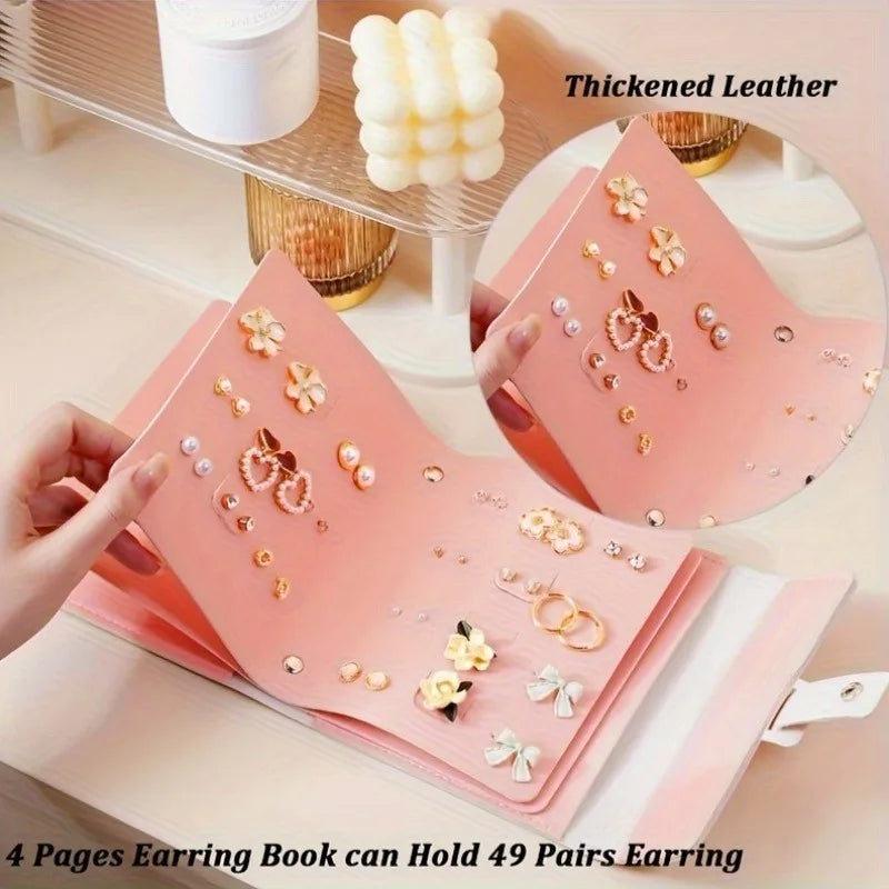 1pc Multifunctional Large Capacity Display Earring Necklace Storage Box,Portable,Suitable for Studs,Hoops and Pendant Earrings