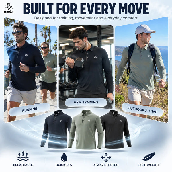 SBWL Autumn/Winter Man Outdoor High Quality Golf Elastic Long Sleeve POLO Shirt Fashion Base Office Casual POLO T-Shirt Tops