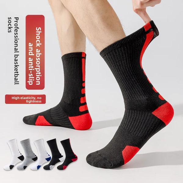 WRELS 1/2/3 Pairs Sports Basketball Socks Moisture-Wicking Running Socks Men Cushioned Outdoor Athletic Crew Compression Socks