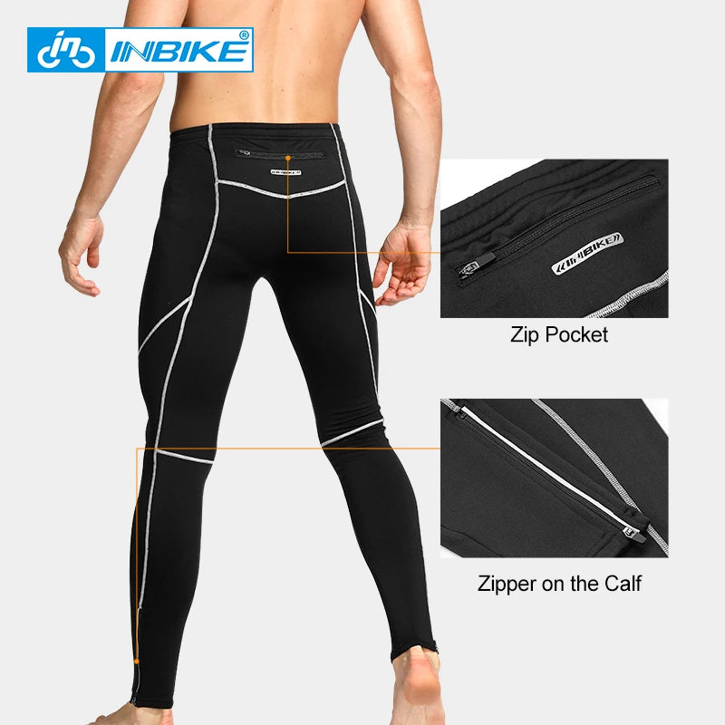 INBIKE Men's Compression Pants Tights Winter Warm Sports Leggings for Running Workout Tights with Pockets Sportswear Clothing