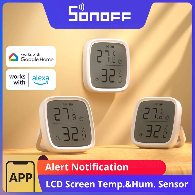 1-4PCS SONOFF SNZB-02D Zigbee LCD Digital Thermometer Smart Temperature Humidity Sensor APP Monitoring Work with Alexa Google