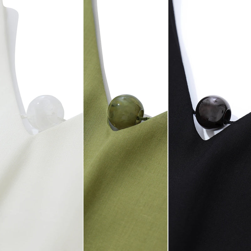 Amii Sleeveless Women's Dress 2026 Summer New Elegant Beaded V-Neck Pocket Loose Fit Solid Color Holiday Long Dresses 12642142