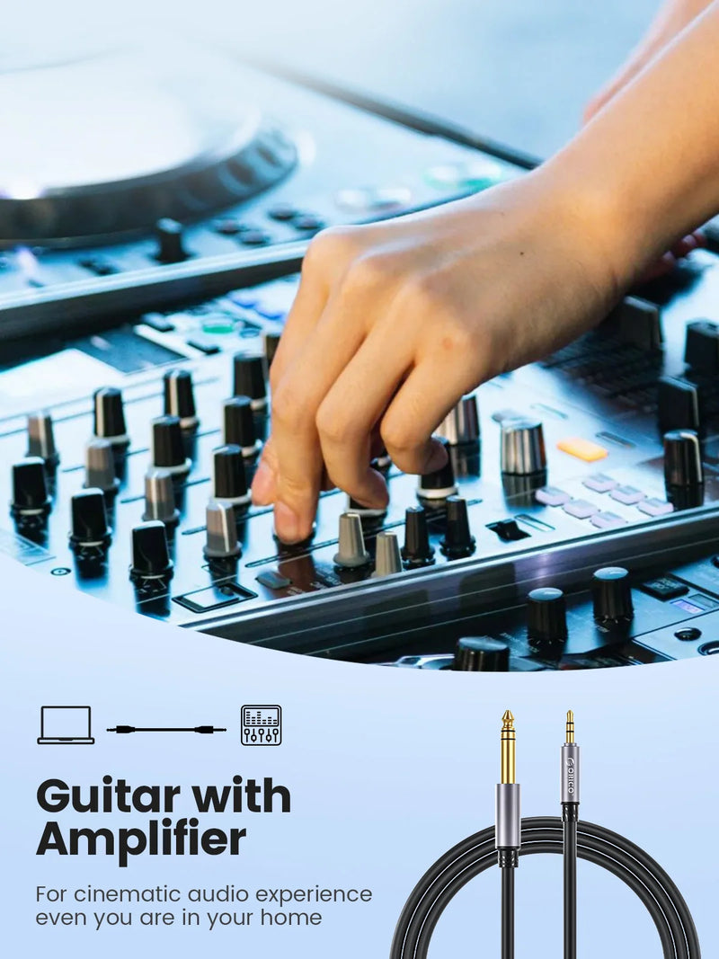 ORICO 3.5mm to 6.35mm Audio Cable 1/8 to 1/4 Stereo Cable Aux Cord Hi-Fi Sound Liquid Silicone for Guitar Amplifiers Laptop