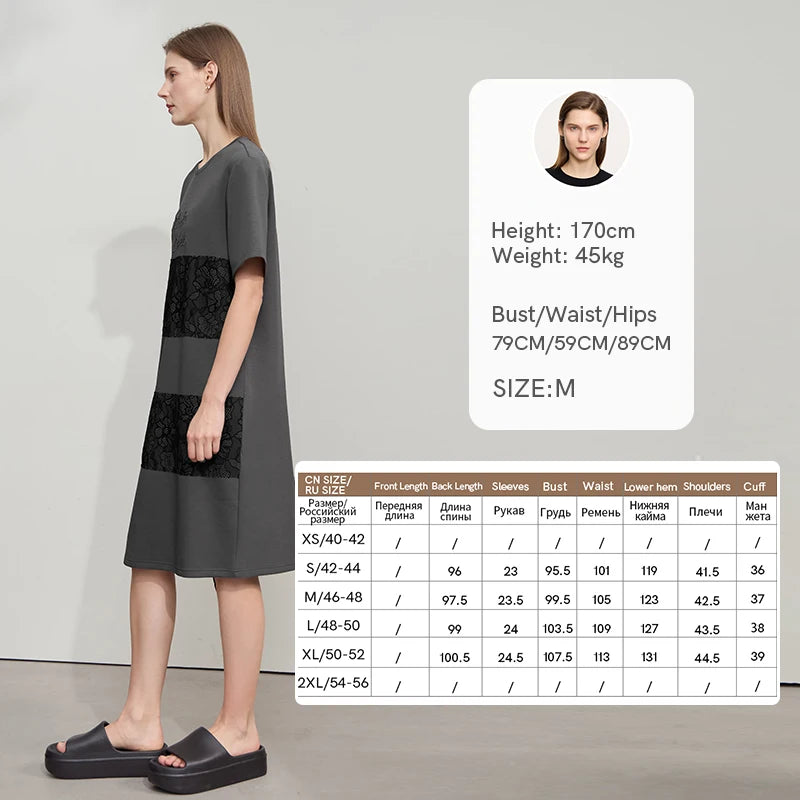 រ៉ូប Amii Minimalist រលុង 2026 ម៉ូដរដូវក្តៅ កមូល អក្សរ ប៉ាក់ចរ រ៉ូបធម្មតា សម្លៀកបំពាក់នារី 12542195
