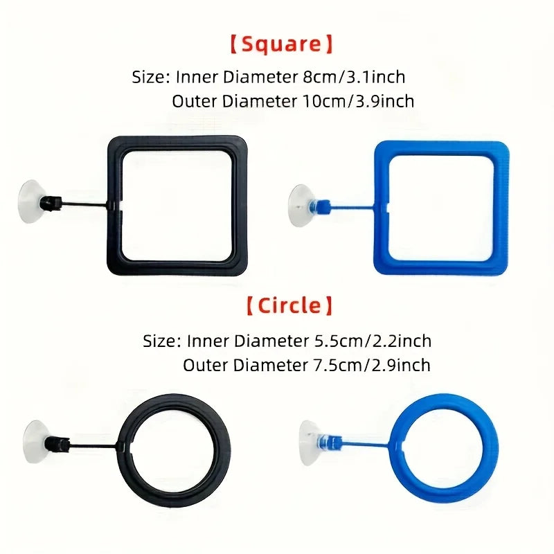 2pcs Floating Fish Food Feeding Ring System,No-Residue Aquarium Fish Food Dispenser.Non Slip Aquarium Feeding Ring.