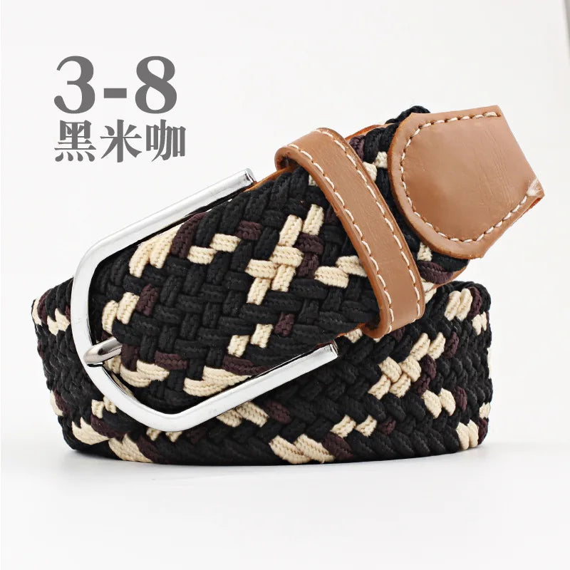 105cm Stretch Woven Belt, Unisex Canvas Belts Fashion Casual Student Belt Women Cinturon Male Waistband.