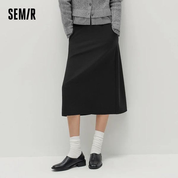 សំពត់ស្ត្រី Semir ធ្វើពីរោមចៀមសិប្បនិម្មិតរឹង វែង បំបែកជាខ្សែ ស្លីម ឆ្លាតវៃ ធម្មតា សម្រាប់ធ្វើដំណើរ រដូវរងា សំពត់មីឌី រចនាប័ទ្មប្រចាំថ្ងៃ ឆ្នាំ២០២៦