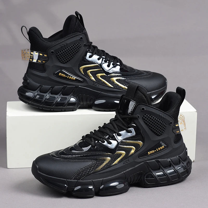 Mens Sports Shoes High Top Breathe Mesh Cosy Casual Shoes Large Size Outdoor Anti Slip Trend Training Running Shoes Men
