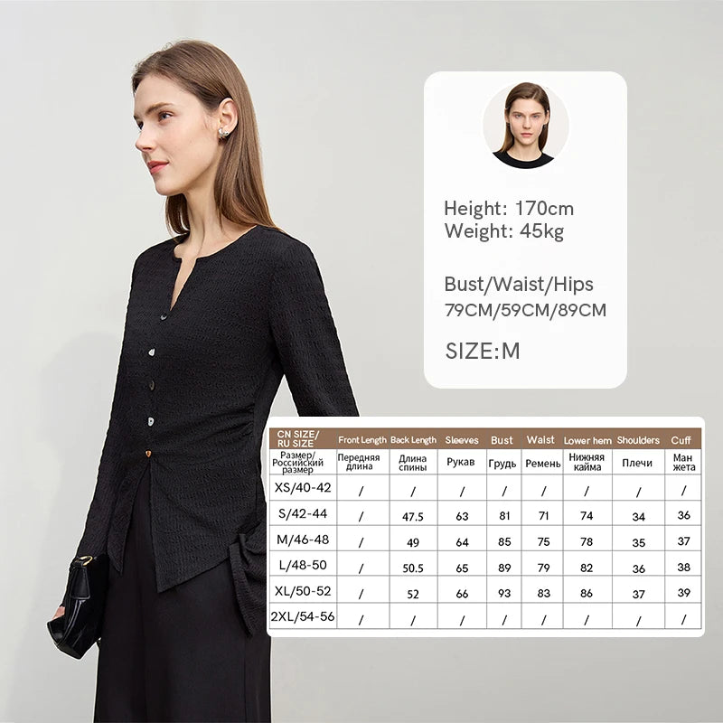 Amii Long Sleeve Women's T-shirt 2026 Autumn New Minimalist Slim Elastic Flare Sleeve Knitted Pullover Tops For Woman 12611001