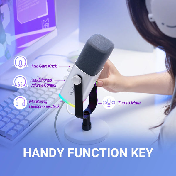 មីក្រូហ្វូនថាមវន្ត FIFINE XLR/USB ជាមួយរន្ធដោតកាស/RGB/បិទសំឡេង មីក្រូហ្វូនសម្រាប់ថតស្ទ្រីមហ្គេម PS4/PS5 Ampligame AM8W