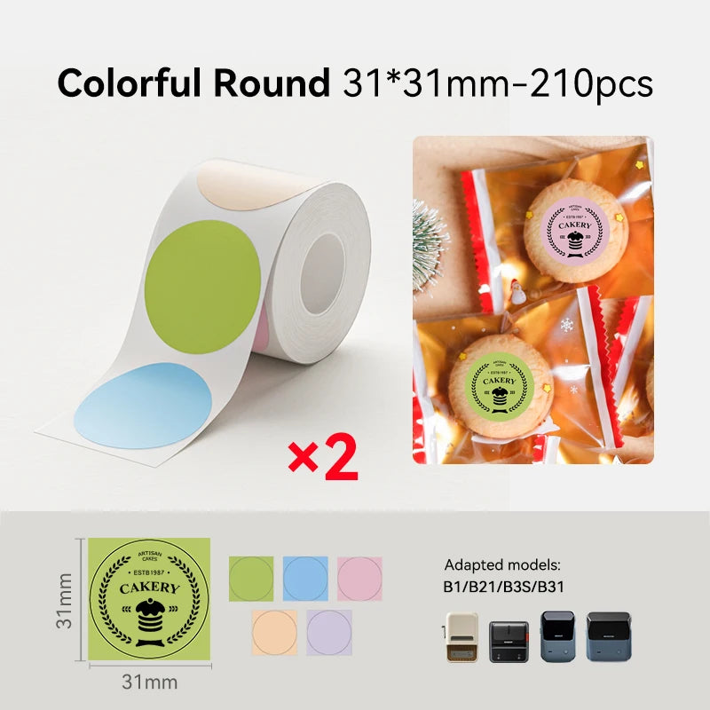 2 Rolls NIIMBOT B1 B21 B3S Thermal Label Clothing Price Food Self-adhesive Tag Waterproof Office Pocket Printer Label Paper