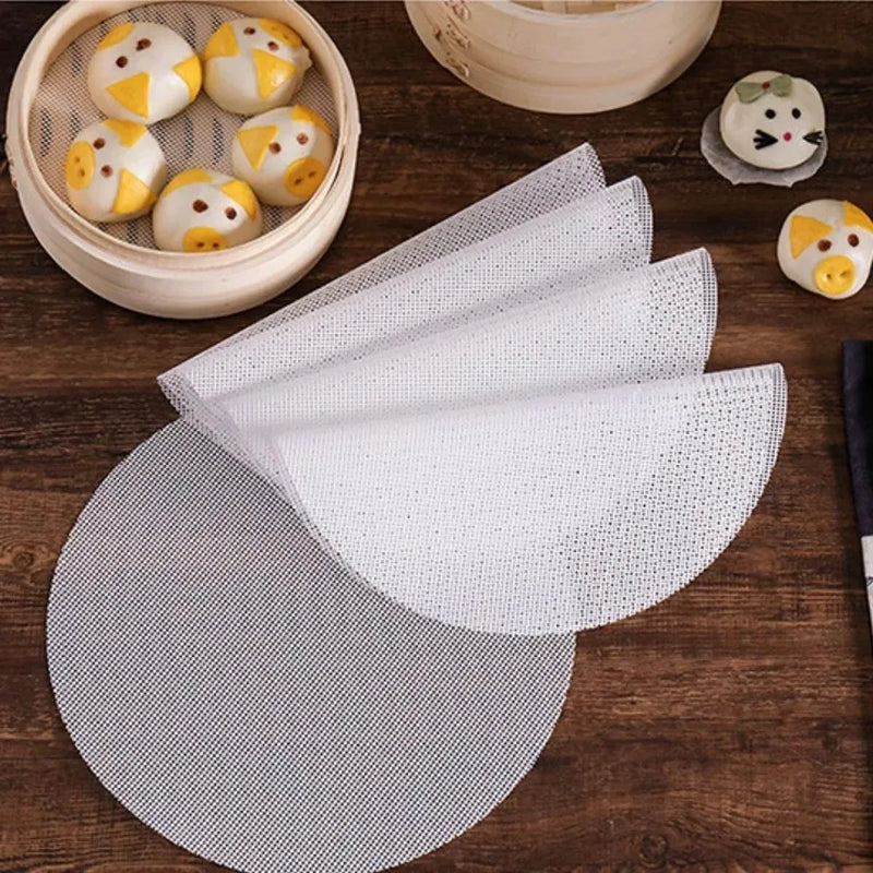 5pcs/set Reusable Silicone Non-Stick Steamer Liners, Round Steaming Mat for Bamboo Steamer Cooking, Heat Resistant Kitchen