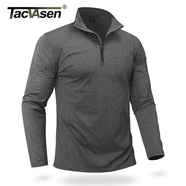 TACVASEN Spring/Fall Thermal Sports Sweater Men's 1/4 Zipper Tops Breathable Gym Running T Shirt Pullover Male Activewear