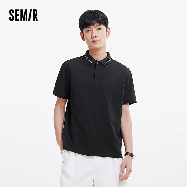 អាវប៉ូឡូបុរស Semir ធ្វើពីសូត្រ Mulberry សម្រាប់អាជីវកម្ម ប៉ាក់ជាមូលដ្ឋាន រដូវក្តៅ ឆ្នាំ២០២៦ ស្ទីលធម្មតា ទន់ ស្រាល ពាក់ការិយាល័យ
