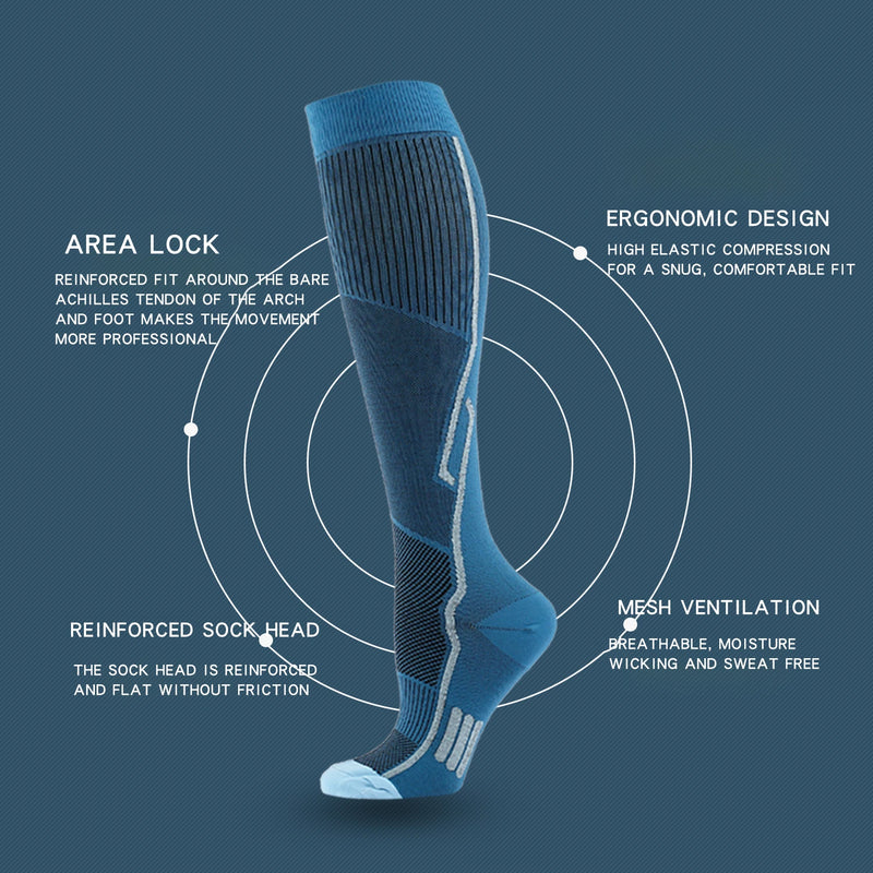 WRELS 1/2/3 Pairs Compression Socks Arch Support Athletic Socks Men Women Knee High Elastic Breathable Running Cycling Socks