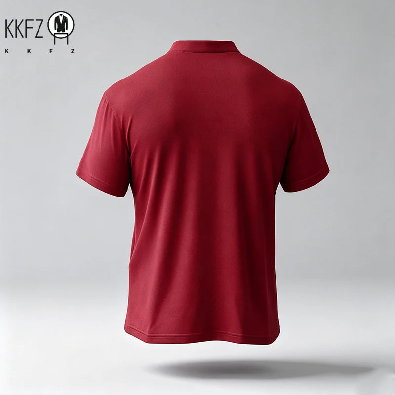 Male Urban Casual Half Zip Long Sleeve Top Stand Collar Comfort Texture For City Commute And Daily Street Matching Look