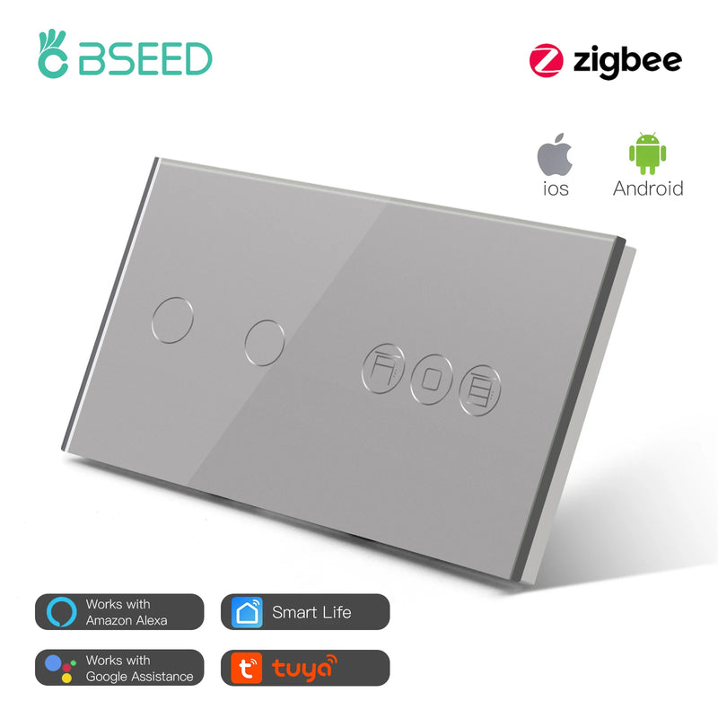 BSEED Smart Zigbee Tuya Switches For Electric Motorized Blinds Roller Shutter Wireless Light Switch Support Smart Home Alexa App