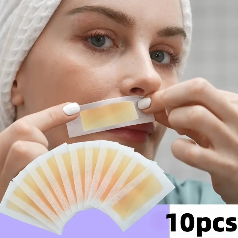10pcs Honey Scented Facial Hair Removal Wax Strips.for Brows,Lips,Cheeks,Fingers,Hypoallergenic Gentle Formula,Personal Care