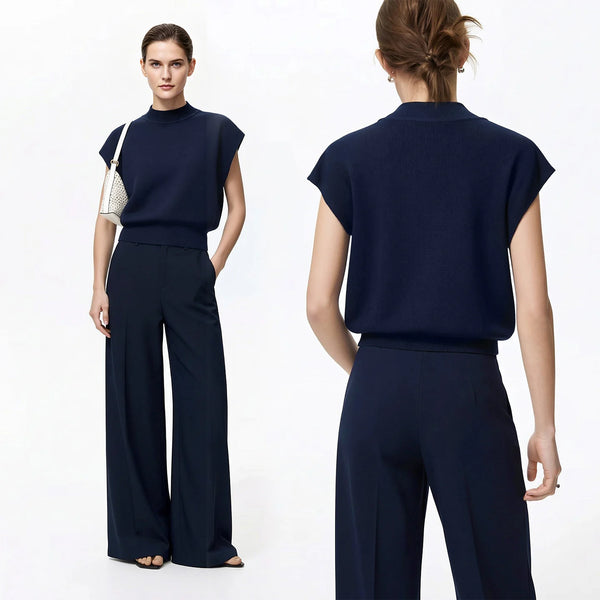 Amii 2026 Summer New Women Mock Neck Knit Pullover Soild Cropped Short Sleeves Top Slim Fit Casual Elegant Sweater 12622210