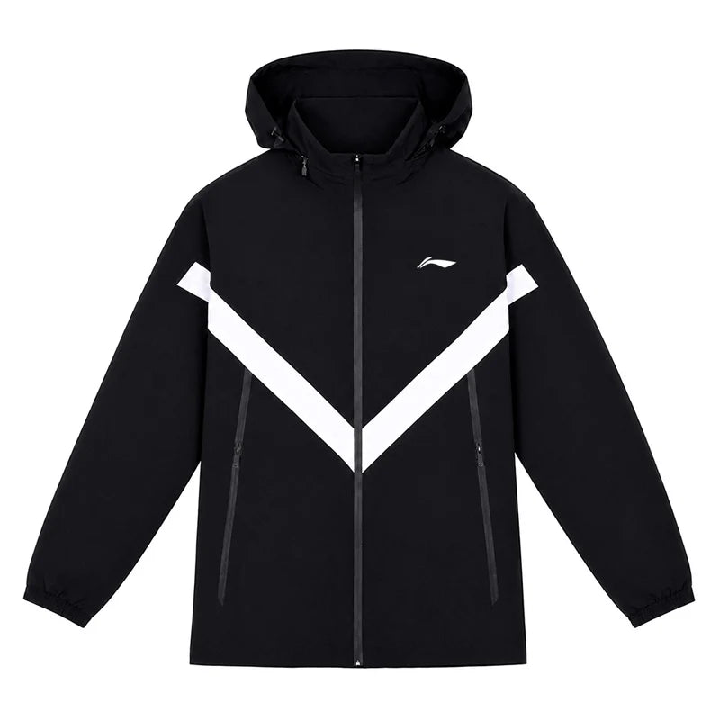 អាវក្រៅបាល់ទាត់បុរស Li-Ning ធ្វើពីប៉ូលីអេស្ទ័រ 100% ទំហំធម្មតា មានហ៊ូត AFDWK69